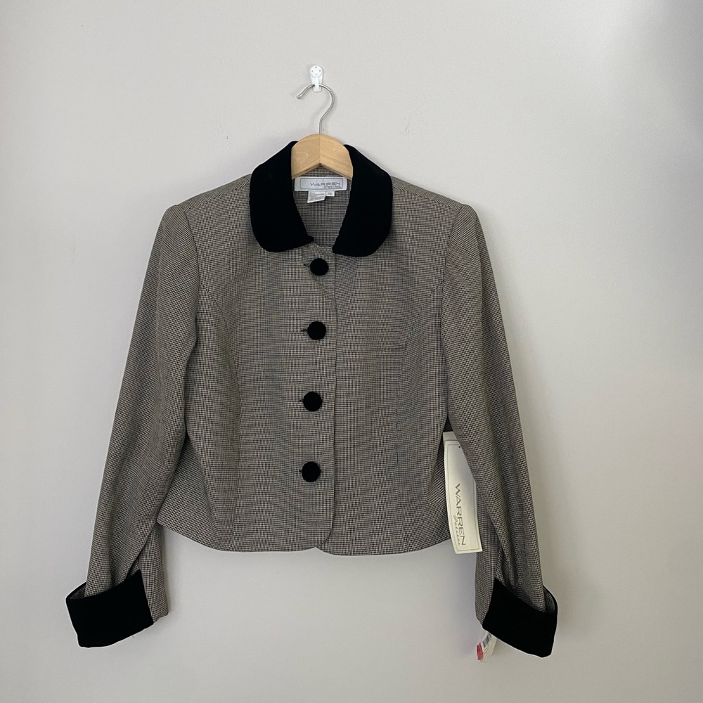 BNWT Vintage Warren Petites Women's Gray and Black Blazer Jacket - Size 10